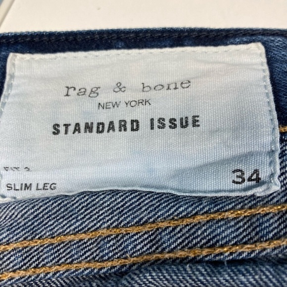 RAG & BONE Sz 34 Standard Issue Slim Leg 100% Cotton  Button Fly Jeans - Picture 9 of 12